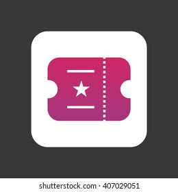 Ticket color icon on background. Vector illustration.
