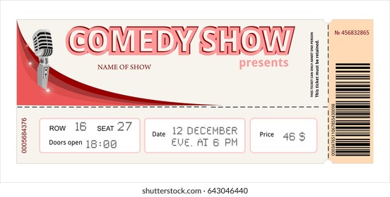 ticket, comedy, show, fun  concert invitation, show, coupon, pass admission entry entrance microphone performance comedian