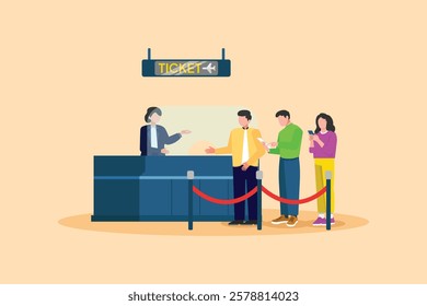 Ticket concept. Colored flat vector illustration isolated.