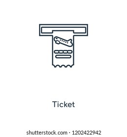 Ticket concept line icon. Linear Ticket concept outline symbol design. This simple element illustration can be used for web and mobile UI/UX.