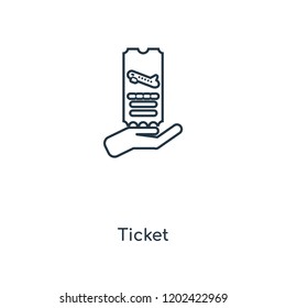 Ticket concept line icon. Linear Ticket concept outline symbol design. This simple element illustration can be used for web and mobile UI/UX.