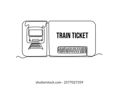 Ticket concept. Single line draw design vector graphic illustration.