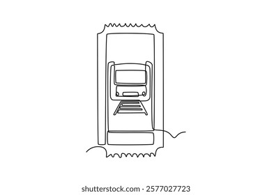 Ticket concept. Single line draw design vector graphic illustration.