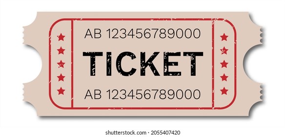 Ticket concept. Vector isolated on white background. Suitable for cinema, theater, concert, performance, party, event, festival. 