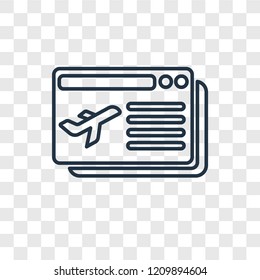 Ticket concept vector linear icon isolated on transparent background, Ticket concept transparency concept in outline style