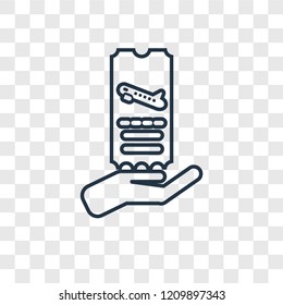 Ticket concept vector linear icon isolated on transparent background, Ticket concept transparency concept in outline style