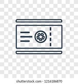 Ticket concept vector linear icon isolated on transparent background, Ticket concept transparency concept in outline style