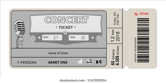 ticket concert invitation, show, coupon, ticket, pass admission entry entrance 