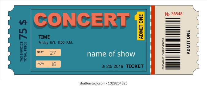 Ticket Concert Invitation Show Coupon Ticket Stock Vector (Royalty Free ...