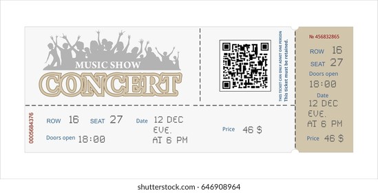 ticket concert invitation, show, coupon, ticket, pass admission entry entrance music, notes, microphone, gloss, beams