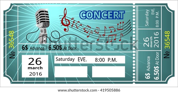 Ticket Concert Invitation Show Coupon Pass Stock