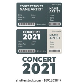 Ticket concert invitation. Show ticket vector. Music, Dance, Live Concert tickets templates
