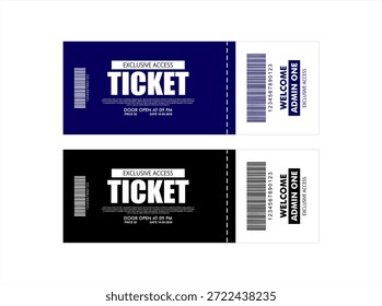 Ticket concert Vector diseño Plantilla teatro, circo, espectáculo, cine
