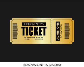 Ticket concert Vector diseño Plantilla teatro, circo, espectáculo, cine