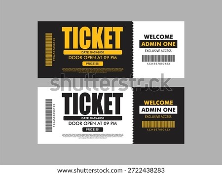 Ticket concert vector design template theater,circus,show,cinema
