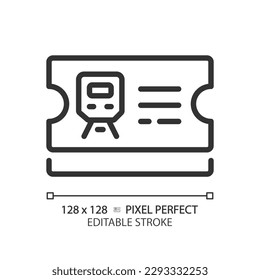 Ticket control pixel perfect linear icon. Railway station. Train passenger. Fare evasion. Public transportation. Thin line illustration. Contour symbol. Vector outline drawing. Editable stroke