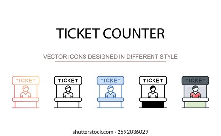 Ticket Counter icon design with white background stock illustration