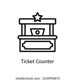 Ticket Counter vector outline icon for web isolated on white background EPS 10 file