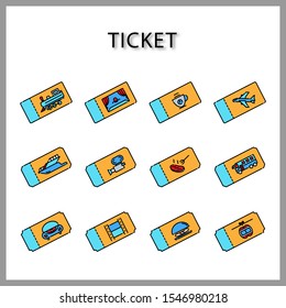 ticket or coupon icon set isolated on white background for web design