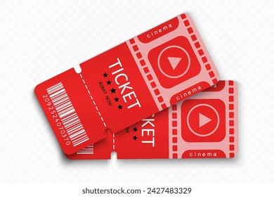 
Ticket coupon, movie symbol, layout, sign.Tickets for attending an event or film on a transparent background. Beautiful modern travel flyers.	
