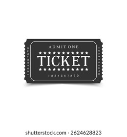 Ticket coupon template isolated on white background. Event ticket, front view. Vector illustration