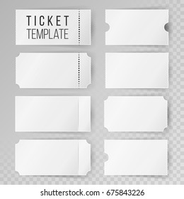 Ticket Coupon Template Set Vector. Blank Theater, Cinema, Train, Football Tickets & Coupons. Isolated On Transparent Background