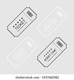 Ticket Or Coupon. Tickets Or Coupons In Simple Flat Linear Design, Isolated. Vector Illustration