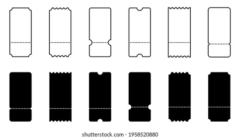 Ticket. Coupon. Tickets or Coupons vector icons. Ticket or Coupon, isolated in linear simple flat design. Vector illustration