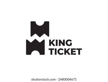 ticket with crown creative logo design vector