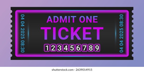 Ticket in cyberpunk style. Black coupon