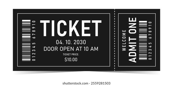 Ticket Design. Black and White Ticket Template