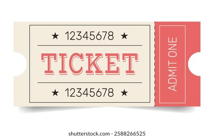 Ticket design template. Admit one. Vector illustration