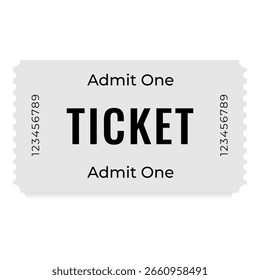 Plantilla de diseño de boletos, diseño mínimo de boletos, admite uno, Ilustración vectorial. Entradas para un cine, película, espectáculo, eventos, festival, concierto, y otros. 
