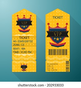 Ticket Design Template Retro Style. Gold VIP Class.