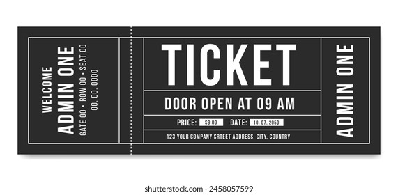 Ticket design template. Simple tickets for events, theater, circus and cinema