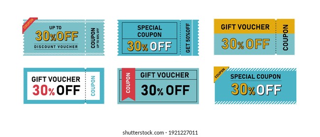 Ticket design for various coupons and vouchers 30%off