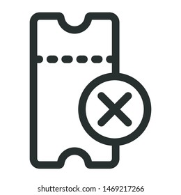 ticket disable - minimal line web icon. simple vector illustration. concept for infographic, website or app.