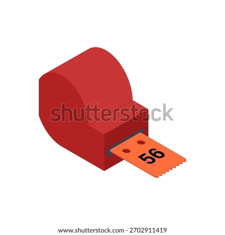 Ticket dispenser - hand drawn isometric vector illustration.