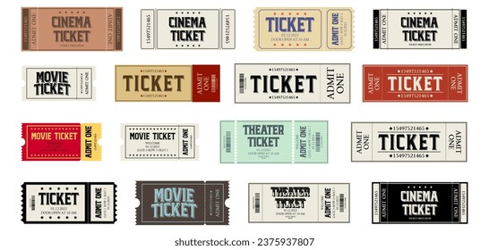 Ticket for entrance to movie, cinema, theatre and illustration template ticket to event. Vector art