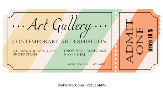 Ticket to the exhibition, art, creativity. Vector illustration. Vintage style - Powered by Shutterstock - Get 15% off with code: PIKWIZARD15