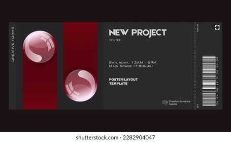 Ticket featuring colorful realistic balls. Great for branding presentation, poster, cover, art, tickets, prints, etc.