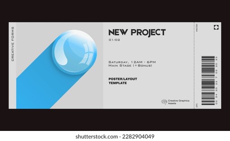 Ticket featuring colorful realistic balls. Great for branding presentation, poster, cover, art, tickets, prints, etc.