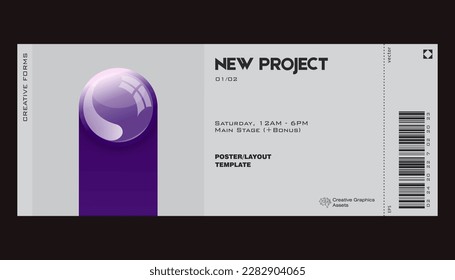Ticket featuring colorful realistic balls. Great for branding presentation, poster, cover, art, tickets, prints, etc.