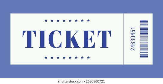 Ticket for festival, show, concert, entertainment and more. Flat vector illustration isolated