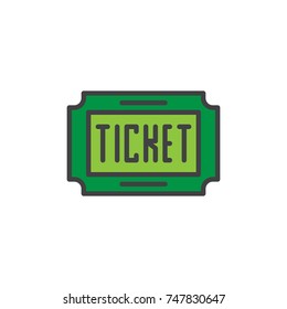 Ticket filled outline icon, line vector sign, linear colorful pictogram isolated on white. Symbol, logo illustration. Pixel perfect vector graphics