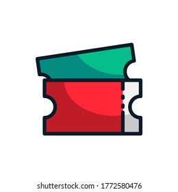 Ticket filled outline icons. Vector illustration. Editable stroke. Isolated icon suitable for web, infographics, interface and apps.