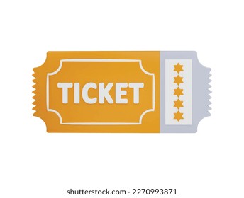 Ticket with five stars icon 3d rendering vector illustration