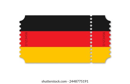 Ticket with the flag of Germany, as a symbol of access to football events, cinema, festivals