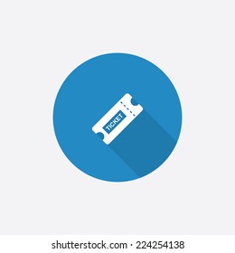 ticket Flat Blue Simple Icon with long shadow, isolated on white background  