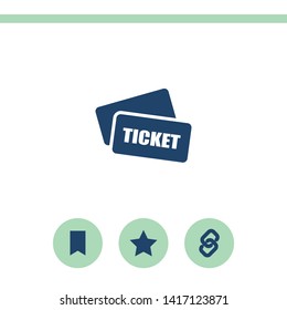 Ticket flat design illustration. Simple vector icon.